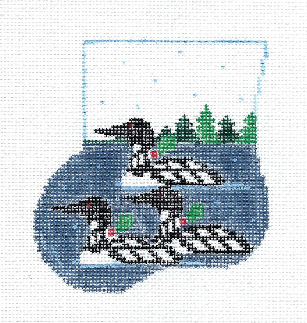 CANVAS SET ~ 3 LOONS on a LAKE CANVAS SET ~ 18 mesh HP Needlepoint Mini Stocking  Ornament by Kathy Schenkel
