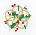 STAR ~ 12 Days of Christmas ~ 5 Gold Rings 4" Round handpainted Needlepoint Ornament Canvas by Raymond Crawford