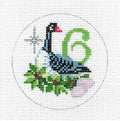 12 Days of Christmas ~ 6 Geese Laying 13 Mesh handpainted 4" Round Needlepoint Canvas by Alice Peterson