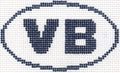 Sign Oval ~ "VB" VIRGINIA BEACH, Virginia SIGN Oval handpainted 13 Mesh Needlepoint Ornament Canvas Silver Needle