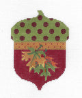 Kelly Clark ~ ACORN with Autumn Maple Leaves handpainted Needlepoint Canvas Ornament