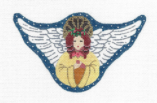 Christmas ~ SNOW QUEEN ANGEL in Golden Robe 18 Mesh handpainted Needlepoint Ornament Canvas by MM Designs