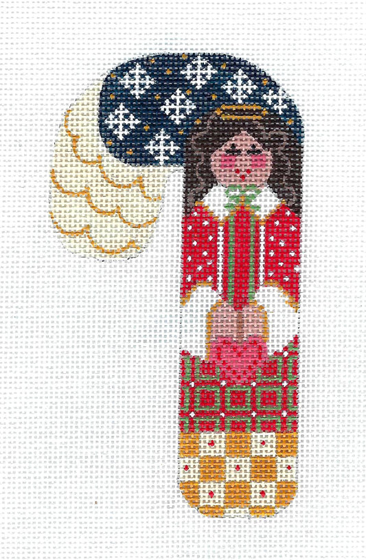 Medium Candy Cane ~ Angel holding a Heart Candy Cane Ornament HP Needlepoint Canvas CH Designs Danji