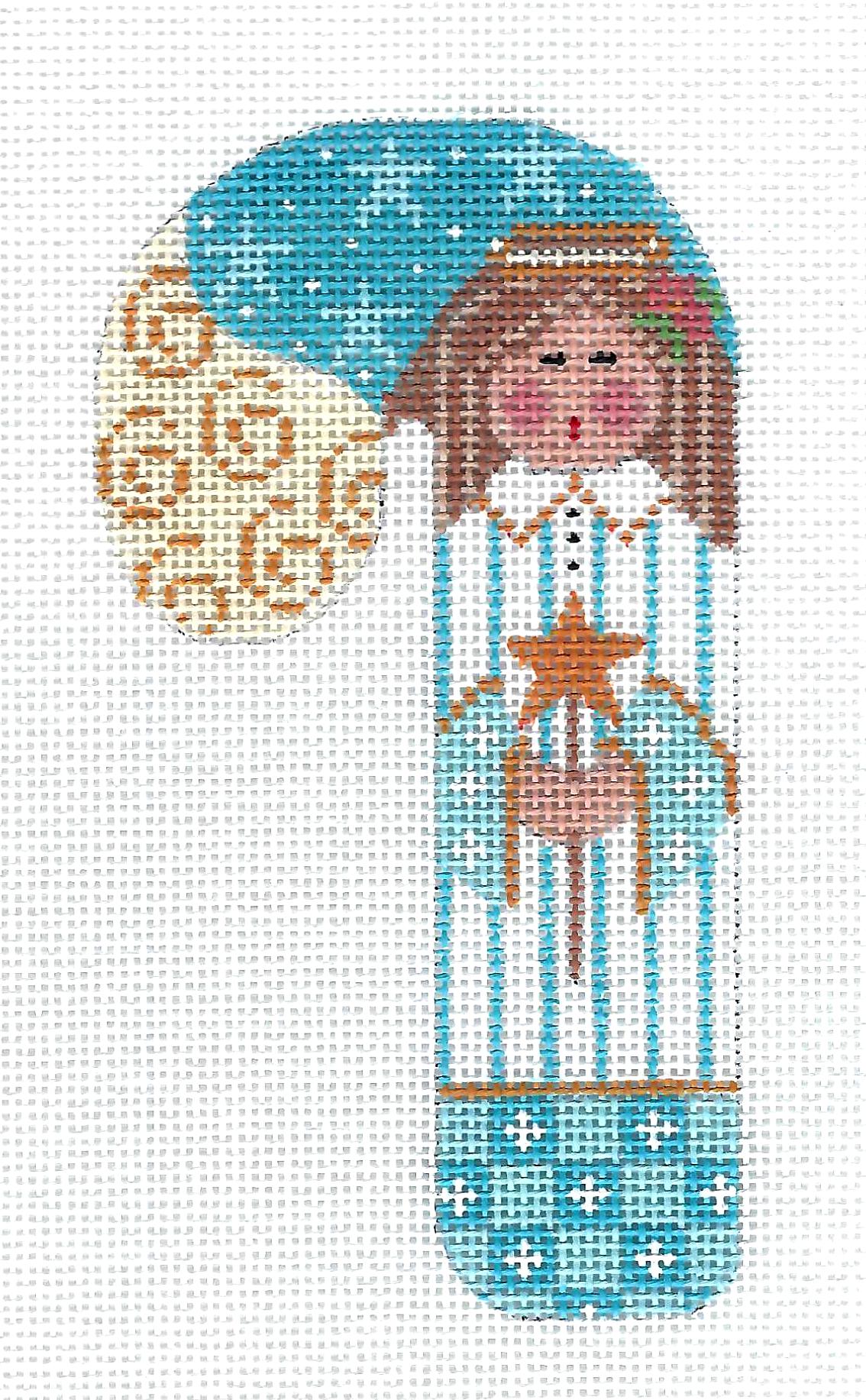 Medium Candy Cane ~ Angel holding a Star Candy Cane Ornament HP Needlepoint Canvas CH Designs Danji
