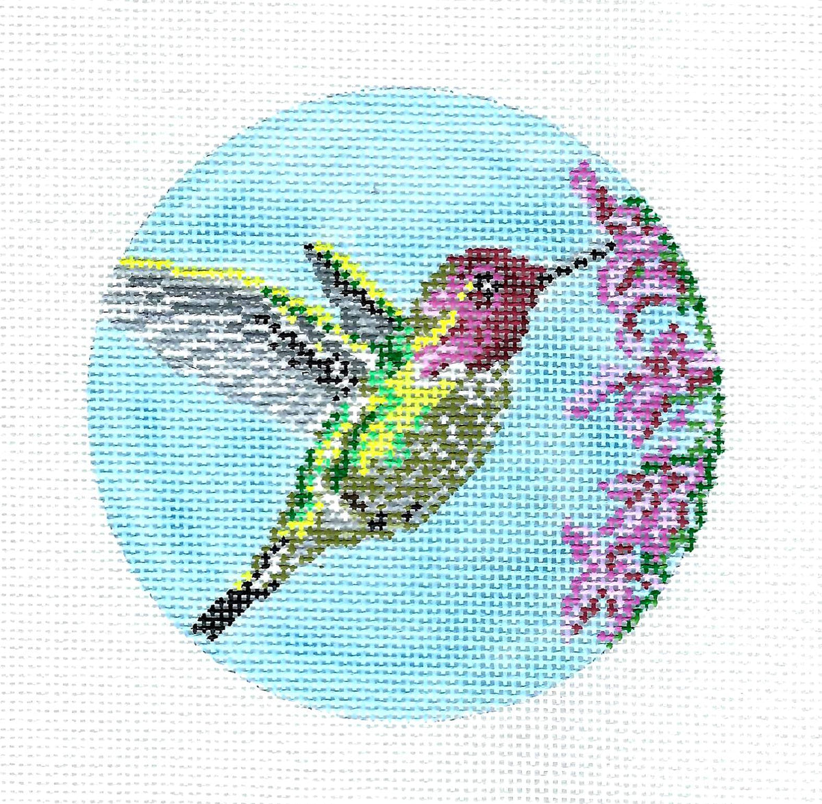 Bird Round ~ Elegant Anna's Hummingbird 4" Rd. 18 Mesh handpainted Needlepoint Canvas by Needle Crossings