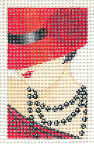 Canvas Insert ~ Scarlet Rose Lady Design ~ BD Insert ~ handpainted Needlepoint Canvas by LEE