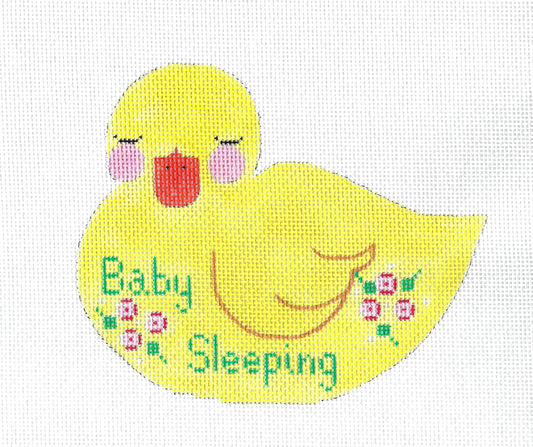 Baby ~ BABY SLEEPING Yellow Duckie handpainted Needlepoint Ornament Canvas by Bettieray