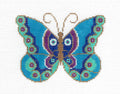 Elegant  BLUE BUTTERFLY handpainted 18 Mesh Needlepoint Ornament Canvas by JP Needlepoint