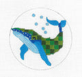 Dramatic Blue Whale 18 Mesh handpainted 4" Rd. Needlepoint Ornament Canvas by Melissa Prince
