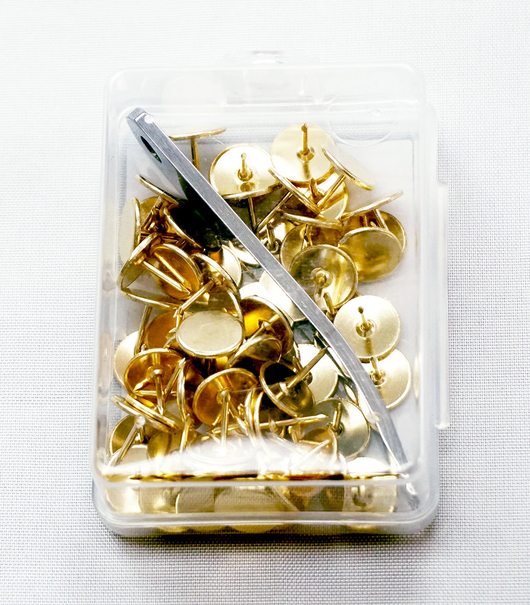Brass Tacks with Remover & Case Non-rusting Thumb Tacks by Colonial for Needlepoint, Crafts, Sewing and X- Stitch