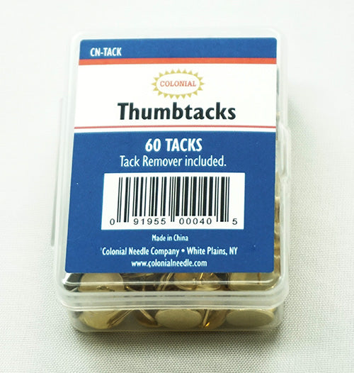 Brass Tacks with Remover & Case Non-rusting Thumb Tacks by Colonial for Needlepoint, Crafts, Sewing and X- Stitch