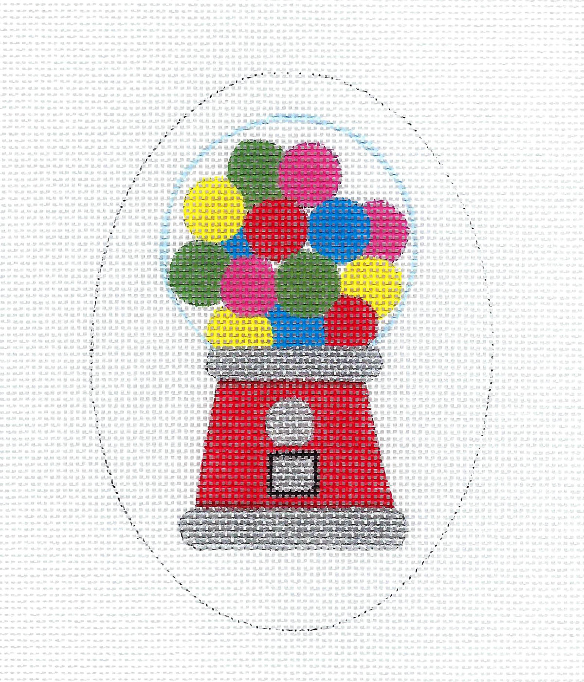 Oval ~ Gumball Machine Oval handpainted 18 Mesh Christmas Needlepoint Ornament Canvas by Raymond Crawford