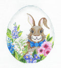 Kelly Clark - Brown Bunny Rabbit on a LG. Floral EGG 18 mesh handpainted Needlepoint Canvas by Kelly Clark