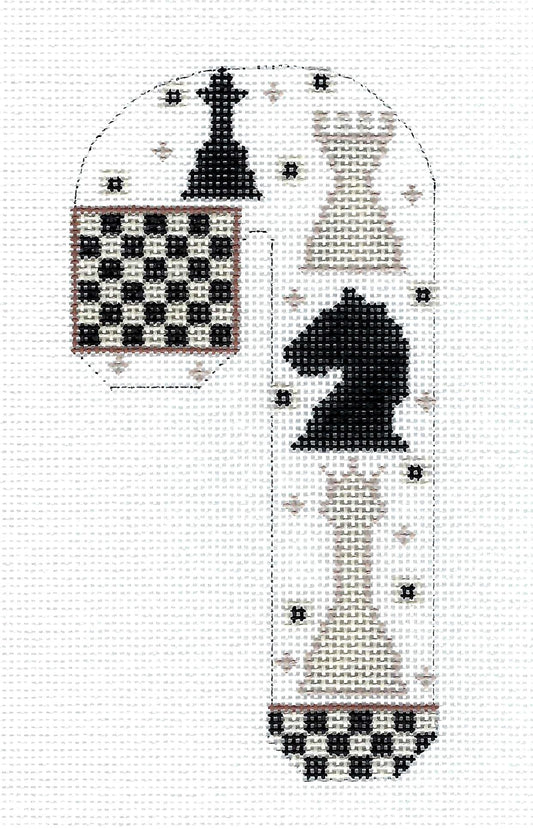 Candy Cane ~ GAME of CHESS MED. Candy Cane 18 Mesh handpainted Needlepoint Canvas by CH Designs from Danji