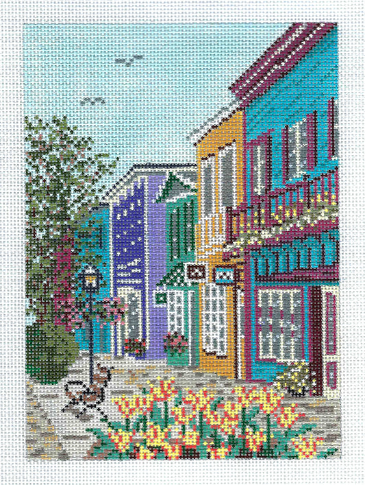 Travel & Destination ~ CAPE MAY, New Jersey, THE VISTORIAN WALKING MALL handpainted 18 mesh Needlepoint Canvas by Needle Crossings