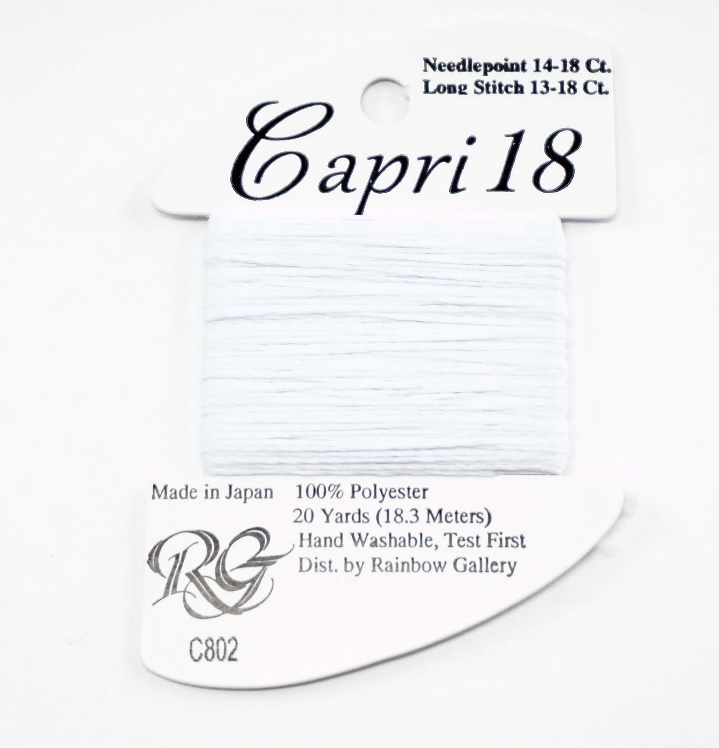 CAPRI 18 ~ Stitching Fiber White #C802 20 Yd. Single Ply Needlepoint Thread by Rainbow Gallery