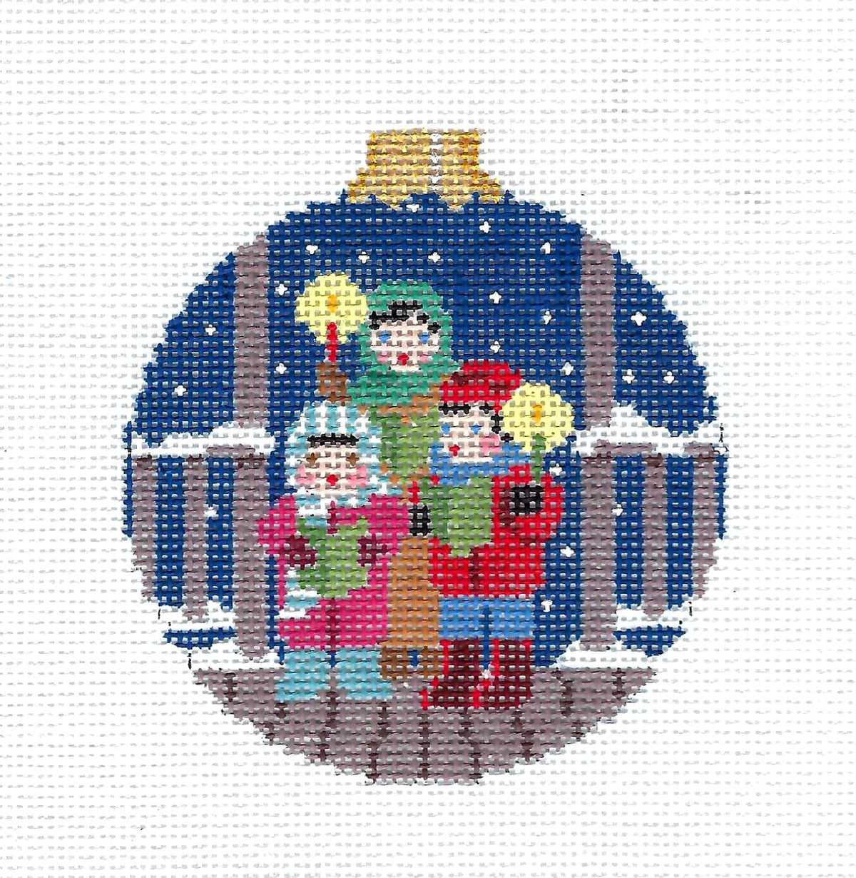 Christmas Carolers Ornament handpainted 18 Mesh Needlepoint Canvas by Susan Roberts