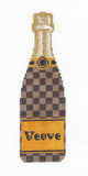 "Veuve" Champagne Bottle in Louis Vuitton Check Design handpainted Needlepoint Canvas by C'ate La Vie