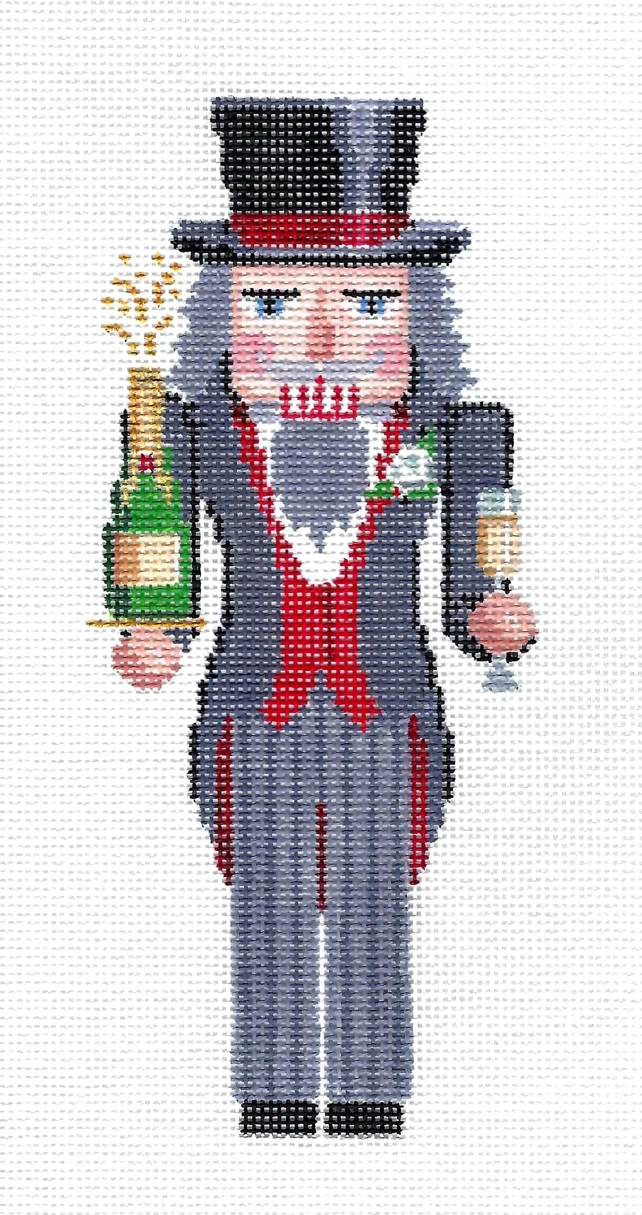 Nutcracker ~ Champagne Nutcracker with Champagne Bottle & Glass handpainted 18 Mesh Needlepoint Ornament Canvas by Susan Roberts