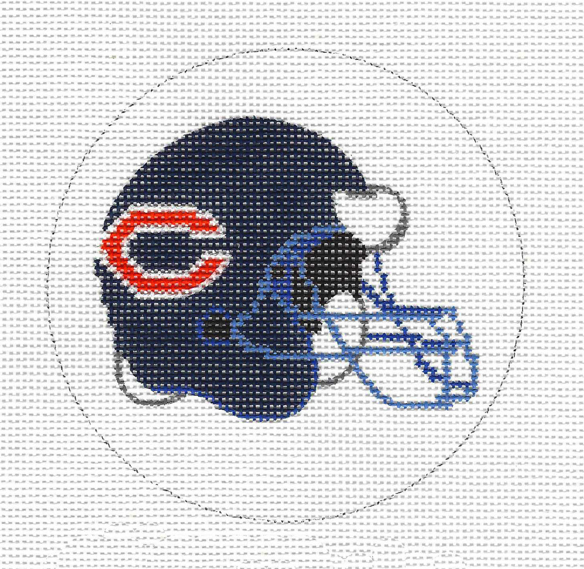 Sports ~  CHICAGO BEARS Football Team Helmet 4" Rd. 18 Mesh handpainted Needlepoint Canvas from CBK