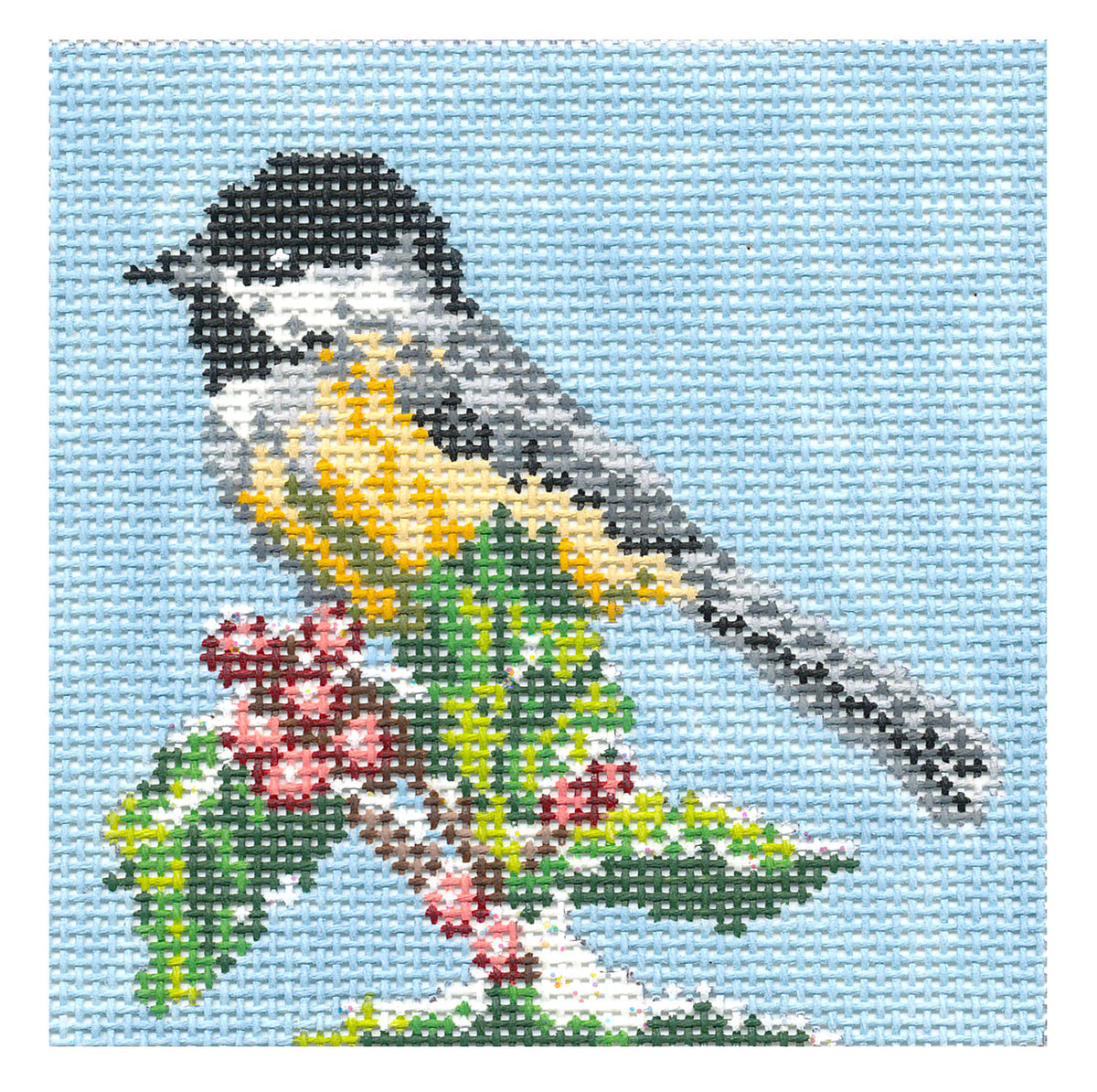 Bird ~ Chickadee Bird 4.5" Square 13 Mesh handpainted Needlepoint Canvas by Needle Crossings