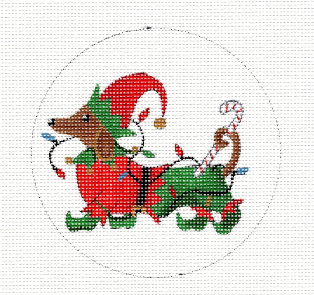 Dogs ~ Christmas "DOXON" Dachshund 18 Mesh Needlepoint Canvas by D. Schwartz from PLD Design