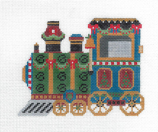 Christmas Train Engine Needlepoint Canvas & STITCH GUIDE SET by CH Designs from Danji