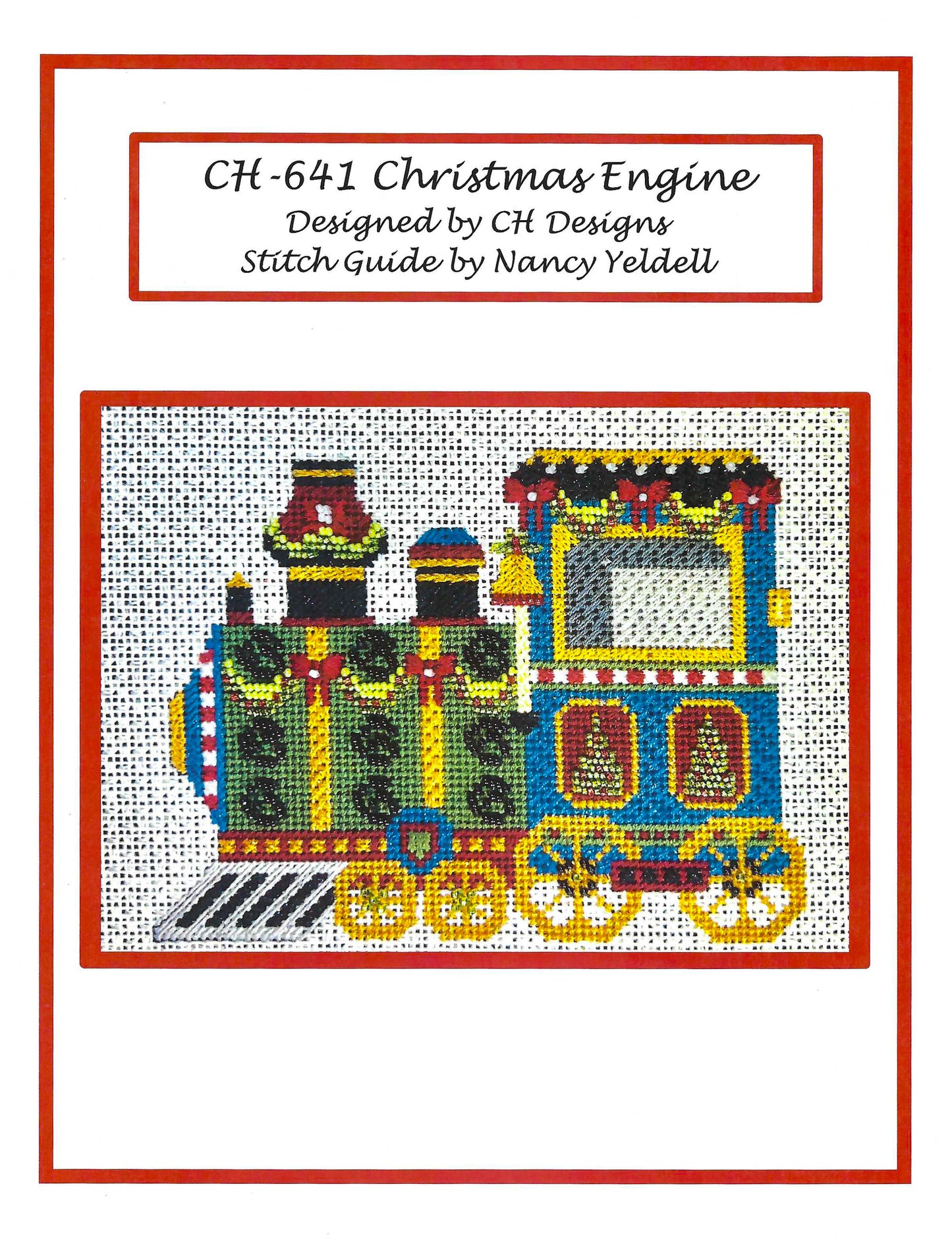 Christmas Train Engine Needlepoint Canvas & STITCH GUIDE SET by CH Designs from Danji