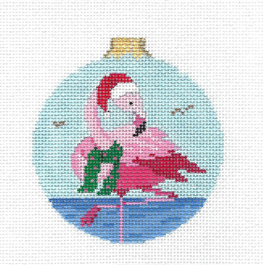 Christmas ~ Santa Flamingo Ornament handpainted  18 mesh Needlepoint Canvas by Susan Roberts