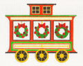 Christmas Train ~ Christmas Train Caboose handpainted 18 Mesh Needlepoint Canvas by Raymond Crawford