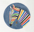 Rainbow Zebra 4.5" Rd. 18 mesh handpainted Needlepoint Ornament Canvas by M. Mikecz from PLD