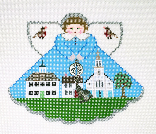 Angel ~ CONNECTICUT Angel & Charms hand painted 18 Mesh Needlepoint Ornament Canvas by Painted Pony