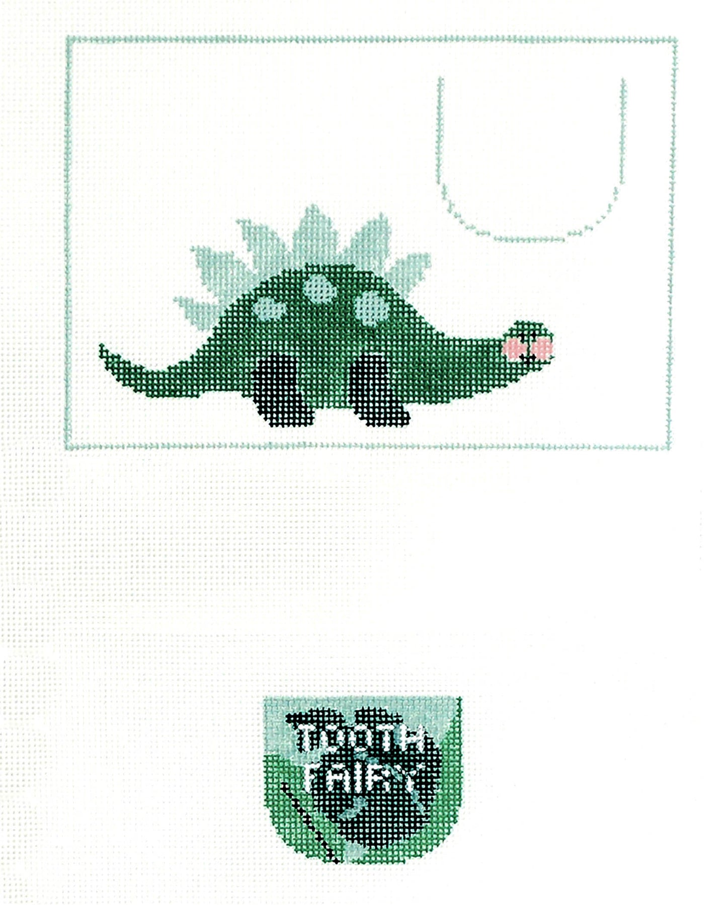 Tooth Fairy Canvas SET ~ Tooth Fairy Pillow DINOSAUR 2 Canvas SET, HP Needlepoint Canvas by Kathy Schenkel
