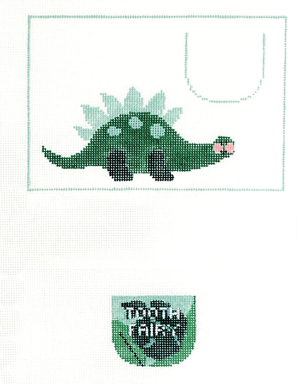 Tooth Fairy Canvas SET ~ Tooth Fairy Pillow DINOSAUR 2 Canvas SET, HP 18 Mesh Needlepoint Canvas by Kathy Schenkel