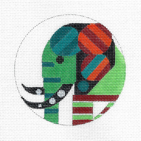 Mosaic Art ELEPHANT handpainted 18 Mesh 4"Rd. Needlepoint Ornament Canvas by Melissa Prince