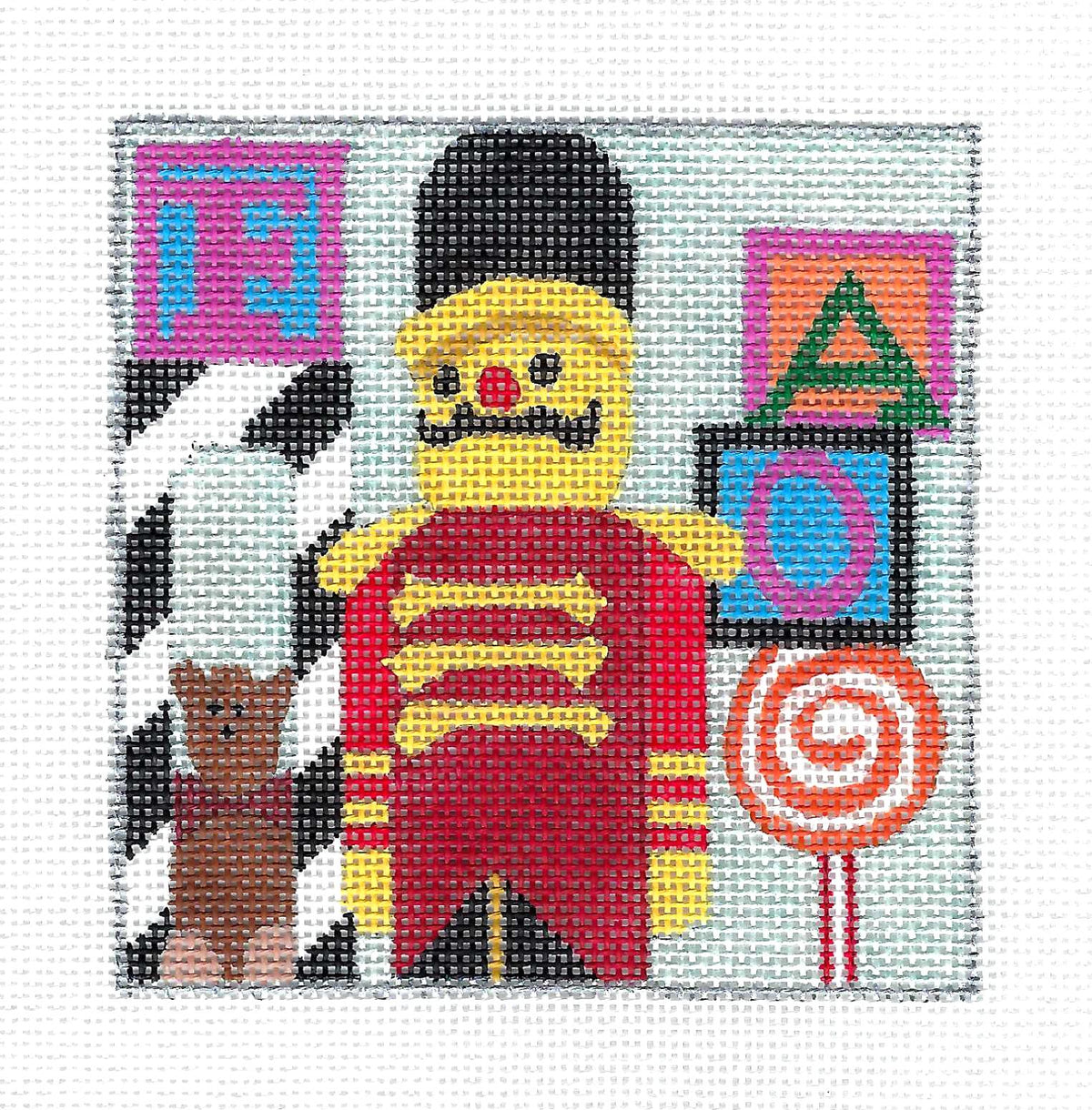 Child's ~ FAO Schwartz Store 4" Sq. handpainted 18 Mesh Needlepoint Canvas by Melissa Prince