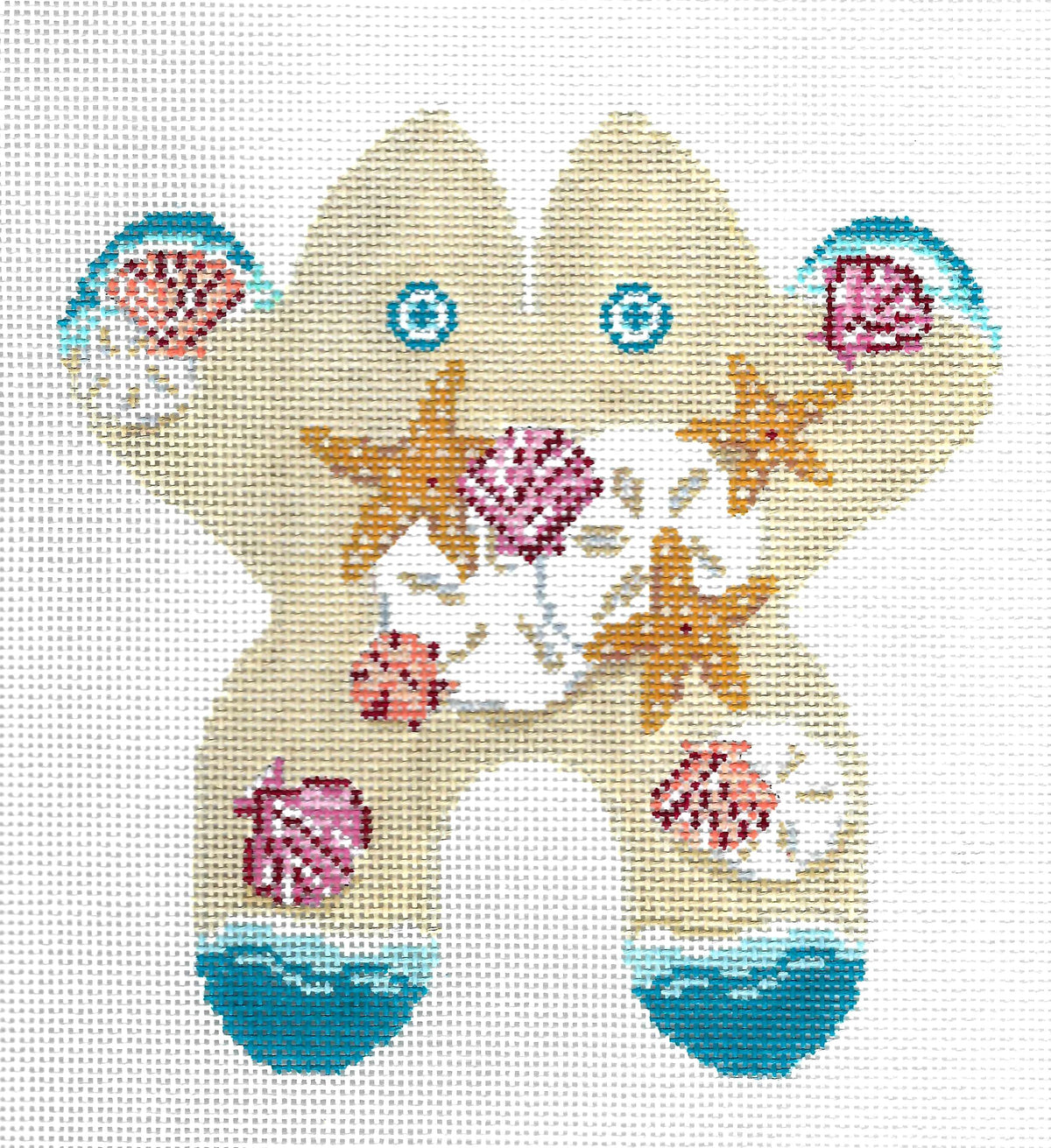 FROG ~ Sea Creatures & Beach Treasures Small Frog on 13 Mesh handpainted Needlepoint Canvas by Needle Crossings