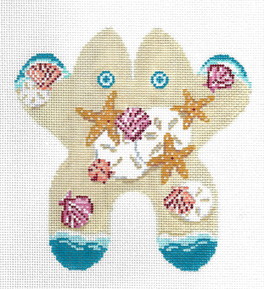 FROG ~ Sea Creatures & Beach Small Frog on 13 Mesh handpainted Needlepoint Canvas by Needle Crossings