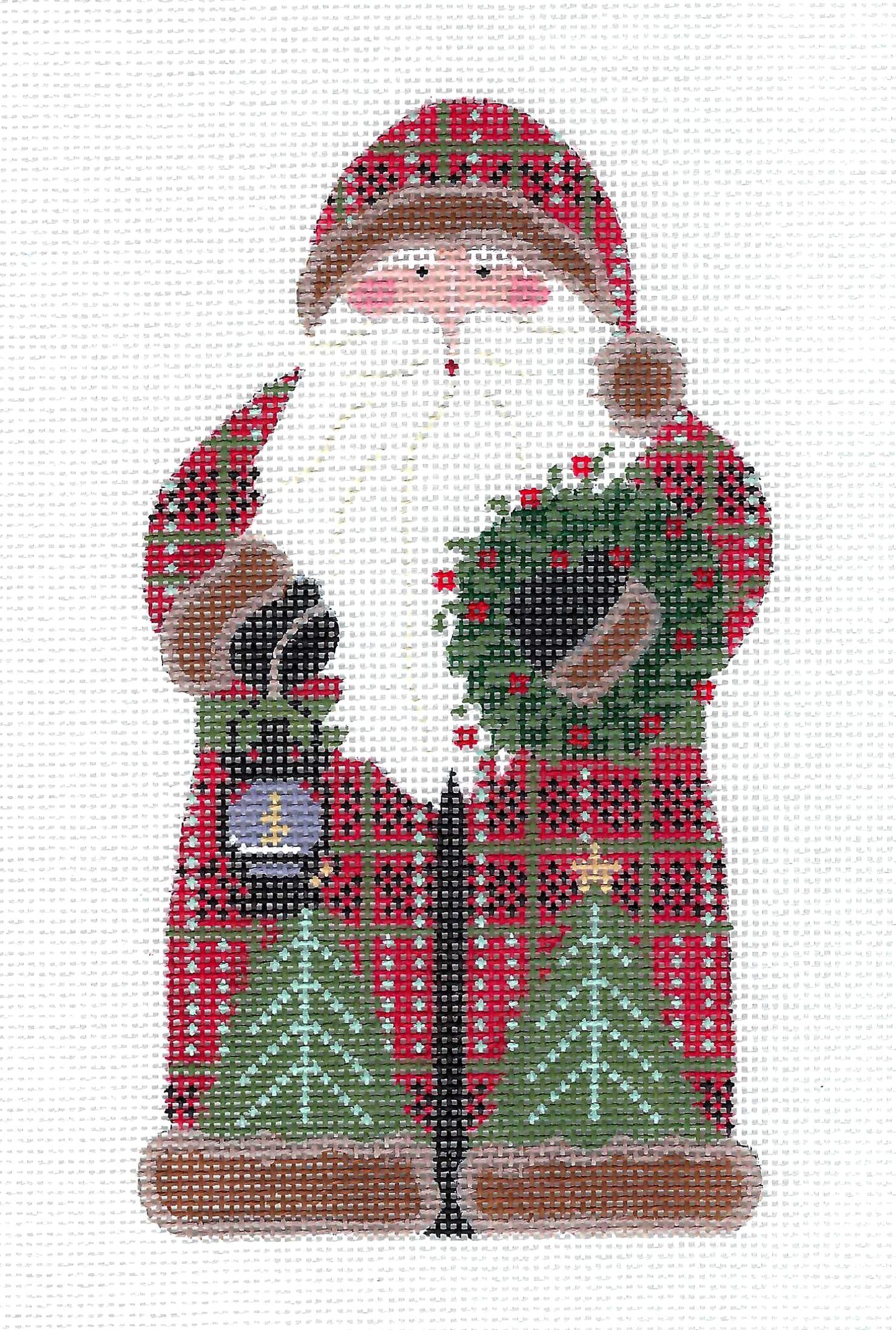 Father Christmas in Red Handpainted 18 Mesh Needlepoint Canvas by CH Designs from Danji