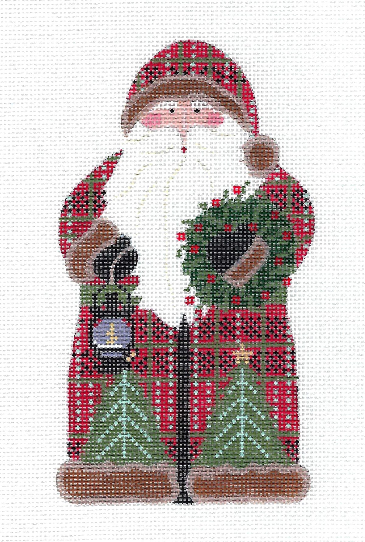 Father Christmas in Red Handpainted 18 Mesh Needlepoint Canvas by CH Designs from Danji