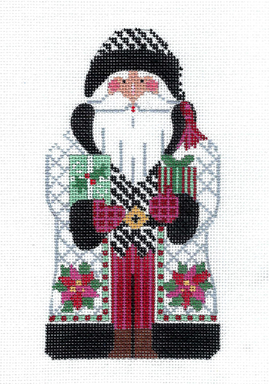 Father Christmas in White Handpainted 18 Mesh Needlepoint Canvas by CH Designs from Danji