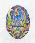 Faberge Egg ~ Jeweled Floral Purple & Metallic Gold EGG 18 mesh handpainted Needlepoint Canvas by LEE