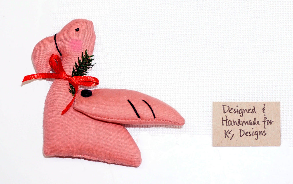 CANVAS SET ~ FLAMINGO & TROPICAL Needlepoint Mini Stocking Ornament & Felt Flamingo by Kathy Schenkel