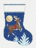 Christmas ~ Flying Reindeer Mini Stocking handpainted 13 mesh Needlepoint Canvas by Susan Roberts