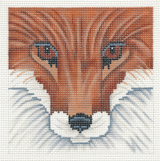RED FOX Face handpainted  5" Square 13 Mesh Needlepoint Ornament Canvas by JP Needlepoint