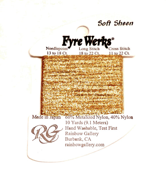 FYRE WERKS ~ Sparkling Fiber #56 "Deep Gold" Metallic Needlepoint Stitching Thread by Rainbow Gallery