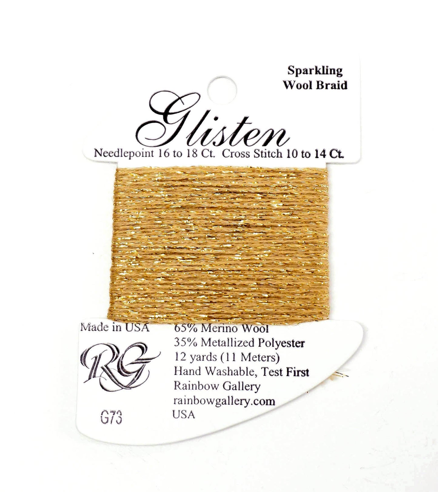 GLISTEN Sparkling Braid #73 "Misty Gold" Needlepoint Stitching Thread from Rainbow Gallery