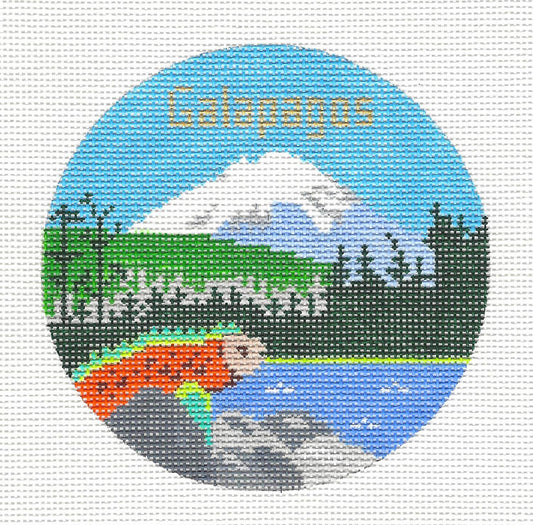 4" Round ~ GALAPAGOS ISLANDS 18 Mesh 4" Round Ornament handpainted Needlepoint Canvas by Doolittle