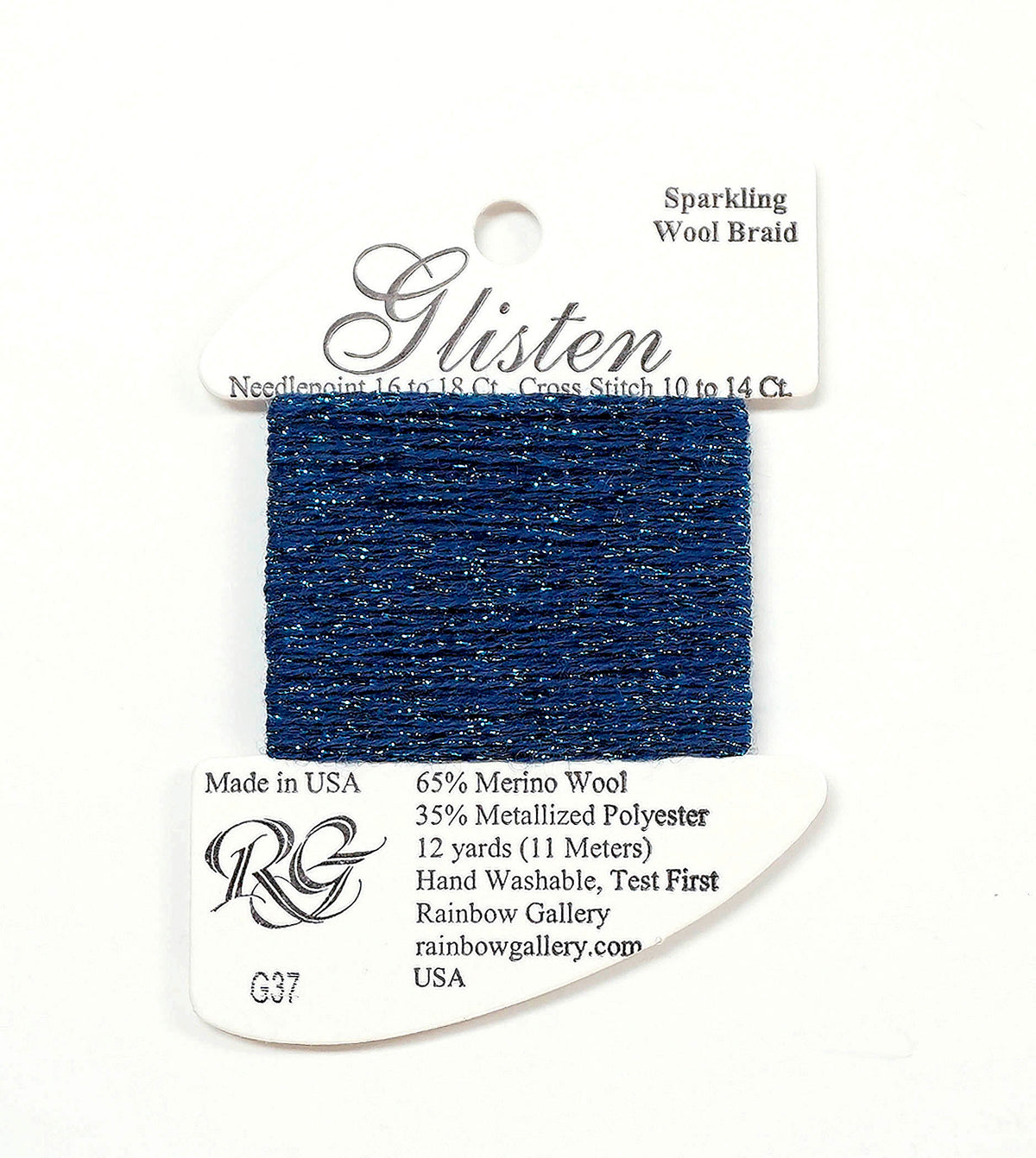 GLISTEN Sparkling Braid #G37 Atlantic Deep Blue Needlepoint Stitching Thread by Rainbow Gallery