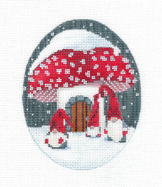 Christmas ~ Gnome Holiday 18 Mesh  5" Tall Oval Ornament handpainted Canvas by Scott Church